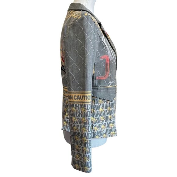 RAW WOMEN'S CUSTOM GRUNGE PATWORK GRAPHIC SLIM FIT JAKET - S - Picture 3 of 11